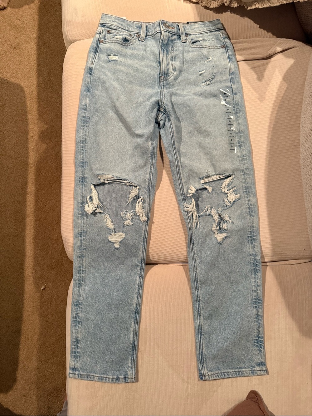 American Eagle Outfitters Light Blue Distressed Straight Leg Jeans